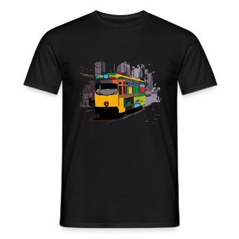 Transports en commun Tram Ruhrgebiet Seventies 70s - T-shirt homme - noir - Devant - AI Model Male 178 light (178cm)