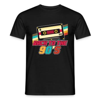 Back to 90s retro vintage cassette tape - Men's T-Shirt - black - Front - AI Model Male 178 light (178cm)
