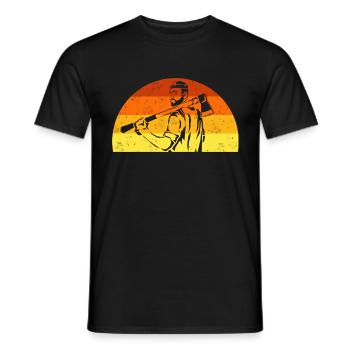 Retro lumberjack forest worker with axe - Men's T-Shirt - black - Front - AI Model Male 178 light (178cm)