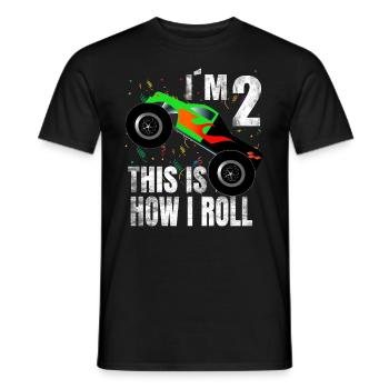 Birthday boy 2 years monster truck gift - Men's T-Shirt - black - Front - AI Model Male 178 light (178cm)