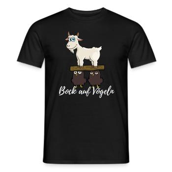 Ziege Brett und Vögel - Bock auf Vögeln - Männer T-Shirt - Schwarz - Vorne - AI Model Male 178 light (178cm)