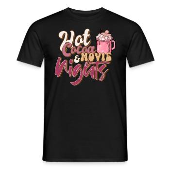 Hot cocoa movie nights Cocoa Chocolate Film Cinema - Men's T-Shirt - black - Front - AI Model Male 178 light (178cm)