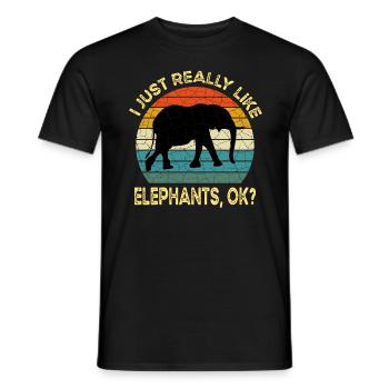I Just Really Like Elephants OK, elephant lover - Men's T-Shirt - black - Front - AI Model Male 178 light (178cm)