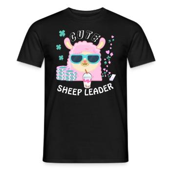 Kawaii - Poker Sheep leader - chipleader poker - Men's T-Shirt - black - Front - AI Model Male 178 light (178cm)