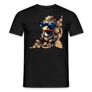 Cooler Dinosaurier, rockig, romantisch - Männer T-Shirt - Schwarz - Vorne - AI Model Male 178 light (178cm)