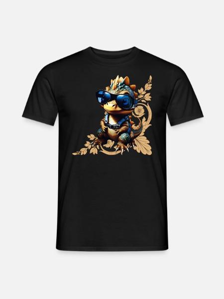 Cooler Dinosaurier, rockig, romantisch - Männer T-Shirt - Schwarz