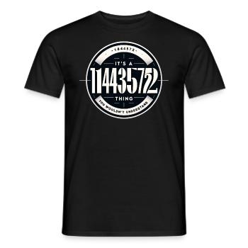 1443572 badge d’identité exclusif - T-shirt homme - noir - Devant - AI Model Male 178 light (178cm)