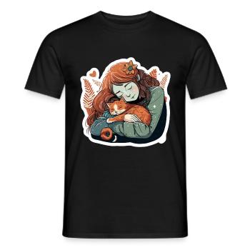 Katzenmama Katze Anime Kätzchen Liebe Frau Mama - Männer T-Shirt - Schwarz - Vorne - AI Model Male 178 light (178cm)
