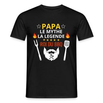 PAPA le mythe , la légende , le roi du bbq - T-shirt homme - noir - Devant - AI Model Male 178 light (178cm)
