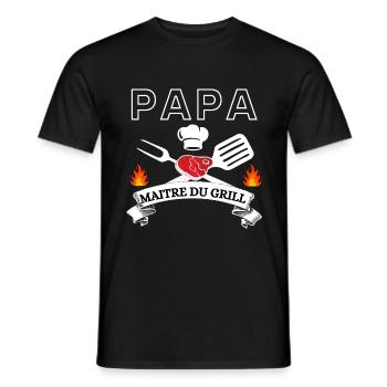 Tablier Maitre grillade - T-shirt homme - noir - Devant - AI Model Male 178 light (178cm)