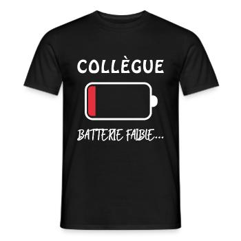 Collègue Batterie Faible - T-shirt homme - noir - Devant - AI Model Male 178 light (178cm)