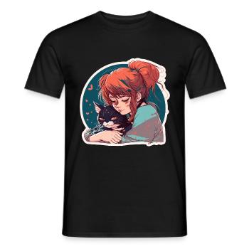 Katzenmama Katze Anime Kätzchen Liebe Frau Mama - Männer T-Shirt - Schwarz - Vorne - AI Model Male 178 light (178cm)