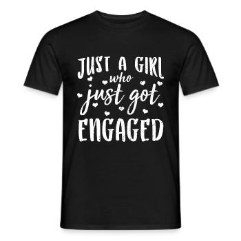 Juste une fille qui vient de se fiancer en couple - T-shirt homme - noir - Devant - AI Model Male 178 light (178cm)