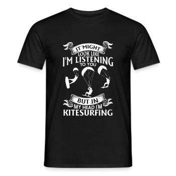 Kiteboarding Kitesurfing - But in my head I'm - Men's T-Shirt - black - Front - AI Model Male 178 light (178cm)