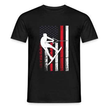 Wakeboard US Flag Wakeboard Wakesurf - T-shirt homme - noir - Devant - AI Model Male 178 light (178cm)