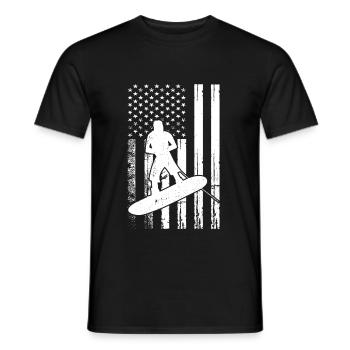 Wakeboarding US Flag Wakeboarding Wakesurfing - Männer T-Shirt - Schwarz - Vorne - AI Model Male 178 light (178cm)