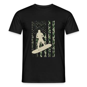 Wakeboarding US Flag Wakeboarding Wakesurfing - Männer T-Shirt - Schwarz - Vorne - AI Model Male 178 light (178cm)