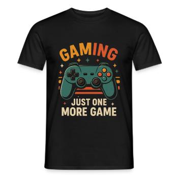 Gaming Shirt |One More Game | Retro Controller - Männer T-Shirt - Schwarz - Vorne - AI Model Male 178 light (178cm)