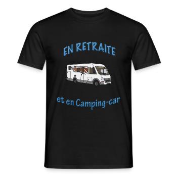 En Retraite et en camping car - T-shirt homme - noir - Devant - AI Model Male 178 light (178cm)