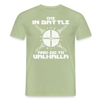 Mourir dans le combat et aller à Walhalla - T-shirt homme - vert sauge - Devant - AI Model Male 178 light (178cm)