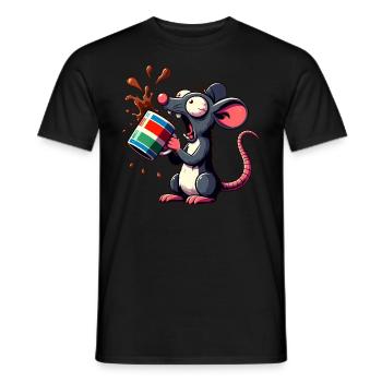 Souris avec un choc caféique au café - T-shirt homme - noir - Devant - AI Model Male 178 light (178cm)