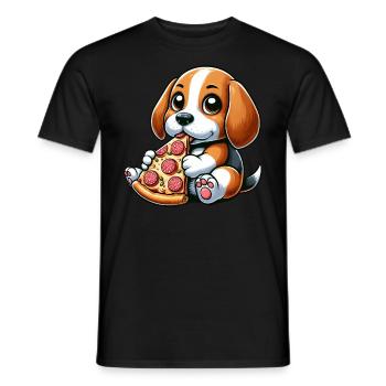 Hund Beagle Pizza Pizzaliebhaber Käse - Männer T-Shirt - Schwarz - Vorne - AI Model Male 178 light (178cm)