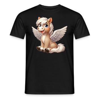 Süßes Pferd Engel Cartoon mit Flügeln - Männer T-Shirt - Schwarz - Vorne - AI Model Male 178 light (178cm)