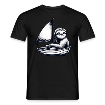 Cool Summer Sailboat Sloth - Men's T-Shirt - black - Front - AI Model Male 178 light (178cm)