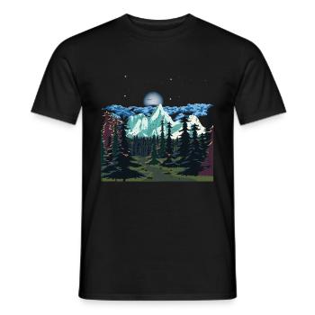Mountains Forest Trees Gift Full Moon Nature - Men's T-Shirt - black - Front - AI Model Male 178 light (178cm)