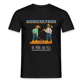 Agriculteur de père en fils - T-shirt homme - noir - Devant - AI Model Male 178 light (178cm)