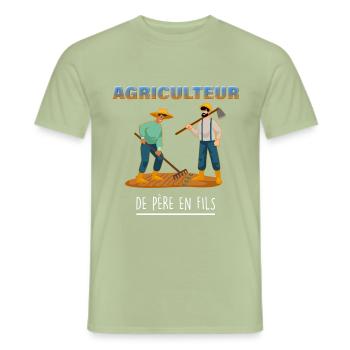 Farmer from father to son - Men's T-Shirt - sage - Front - AI Model Male 178 light (178cm)