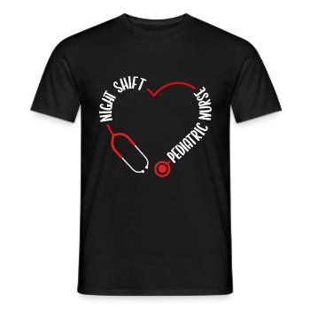 Night Shift Pediatric Nurse Stethoscope Nursing - Männer T-Shirt - Schwarz - Vorne - AI Model Male 178 light (178cm)