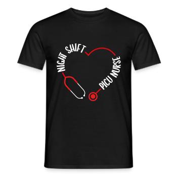 Night Shift Picu Nurse Stethoscope Nursing - Men's T-Shirt - black - Front - AI Model Male 178 light (178cm)