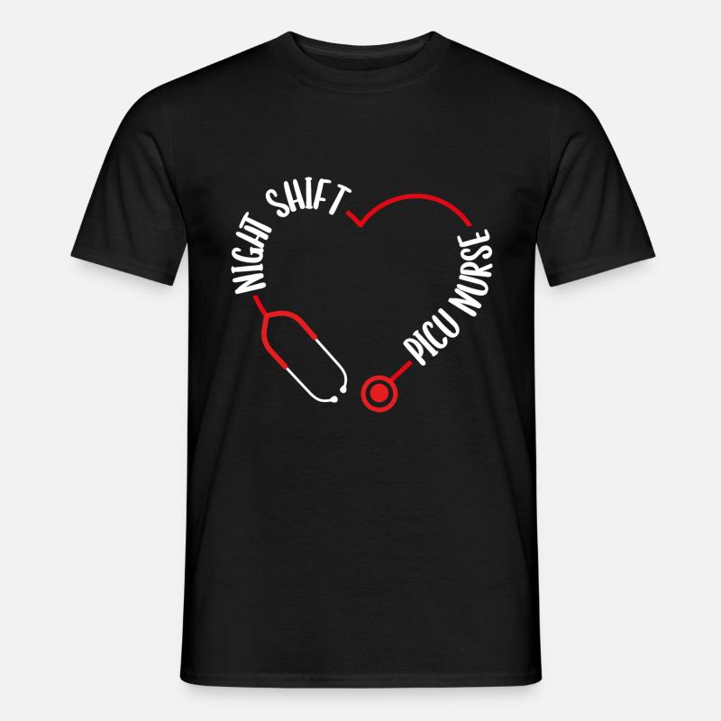 Night Shift Picu Nurse Stethoscope Nursing - Männer T-Shirt - Schwarz