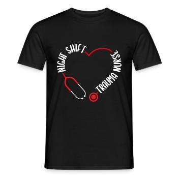 Night Shift Trauma Nurse Stethoscope Nursing - Men's T-Shirt - black - Front - AI Model Male 178 light (178cm)
