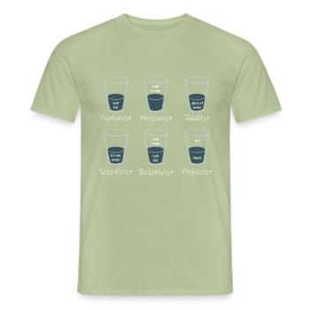 Point of View - Das Glas ist ? - Männer T-Shirt - Sage - Vorne - AI Model Male 178 light (178cm)