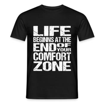 Comfort Zone Spruch - Männer T-Shirt - Schwarz - Vorne - AI Model Male 178 light (178cm)
