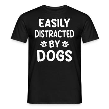 Facilement distrait par les chiens - T-shirt homme - noir - Devant - AI Model Male 178 light (178cm)