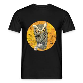 Nuit animale motif cadeau hibou - T-shirt homme - noir - Devant - AI Model Male 178 light (178cm)