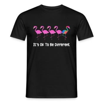 Es ist in Ordnung, anders zu sein - Flamingos - Männer T-Shirt - Schwarz - Vorne - AI Model Male 178 light (178cm)