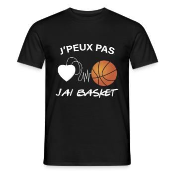 Basket humour battement de cœur - T-shirt homme - noir - Devant - AI Model Male 178 light (178cm)