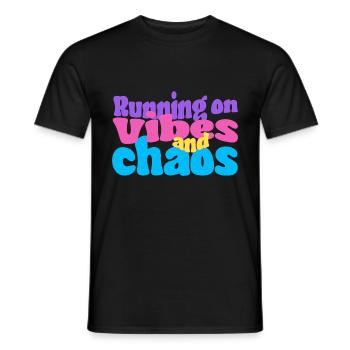 Running on Vibes and Chaos - Männer T-Shirt - Schwarz - Vorne - AI Model Male 178 light (178cm)
