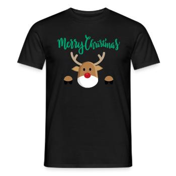 merry christmas reindeer Rentier Noël Xmas - T-shirt homme - noir - Devant - AI Model Male 178 light (178cm)