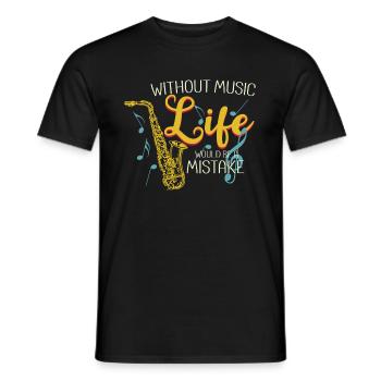 Saxophon verspielt mit Zitat - Männer T-Shirt - Schwarz - Vorne - AI Model Male 178 light (178cm)