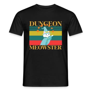 Retro cat dungeon meowster - rpg dice gift - Men's T-Shirt - black - Front - AI Model Male 178 light (178cm)