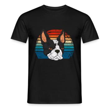 Dog Bostie Gift Retro Boston Terrier - Men's T-Shirt - black - Front - AI Model Male 178 light (178cm)