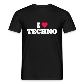 I Love Techno - Männer T-Shirt - Schwarz - Vorne - AI Model Male 178 light (178cm)