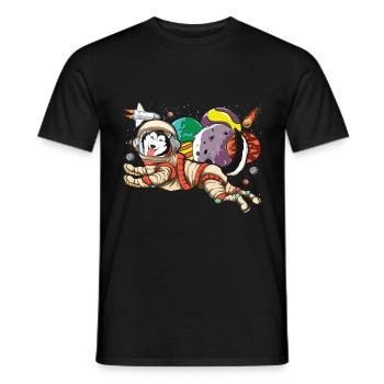 Universe Dogs Gift Space Astronaut Husky - Men's T-Shirt - black - Front - AI Model Male 178 light (178cm)
