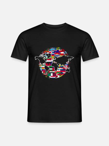 Weltkarte Reisen Geschenk Internationale Flaggen - Männer T-Shirt - Schwarz