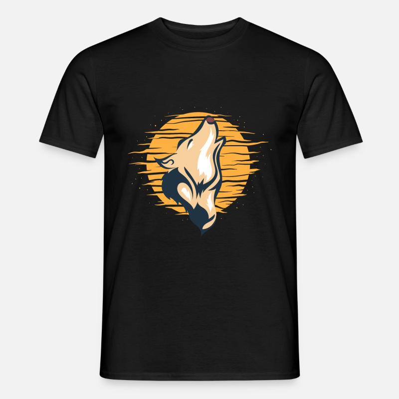 Heulender Wolf Mondlicht Wolf - Männer T-Shirt - Schwarz
